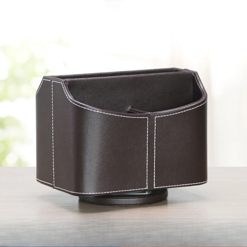 Leather rotating remote control storage box, creative pen holder
