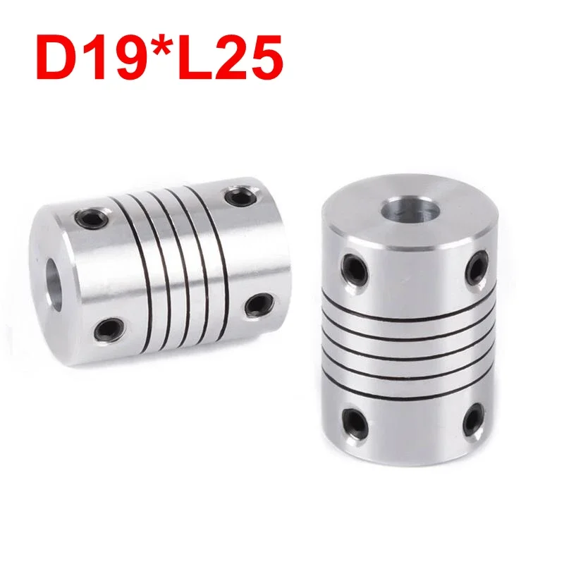 D19xL25 aluminiowe elastyczne sprzęgło wału szczękowego 5 8 6.35mm 8mm 10mm CNC łącznik silnika krokowego enkodery grawerka