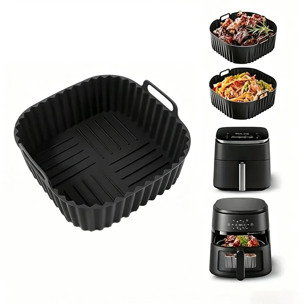 Air Fryer Silicone Pot, Reusable Silicone Air Fryer Liner, Deep Fryer Additions, Kitchen Additions Replace Disposable Baking Pan