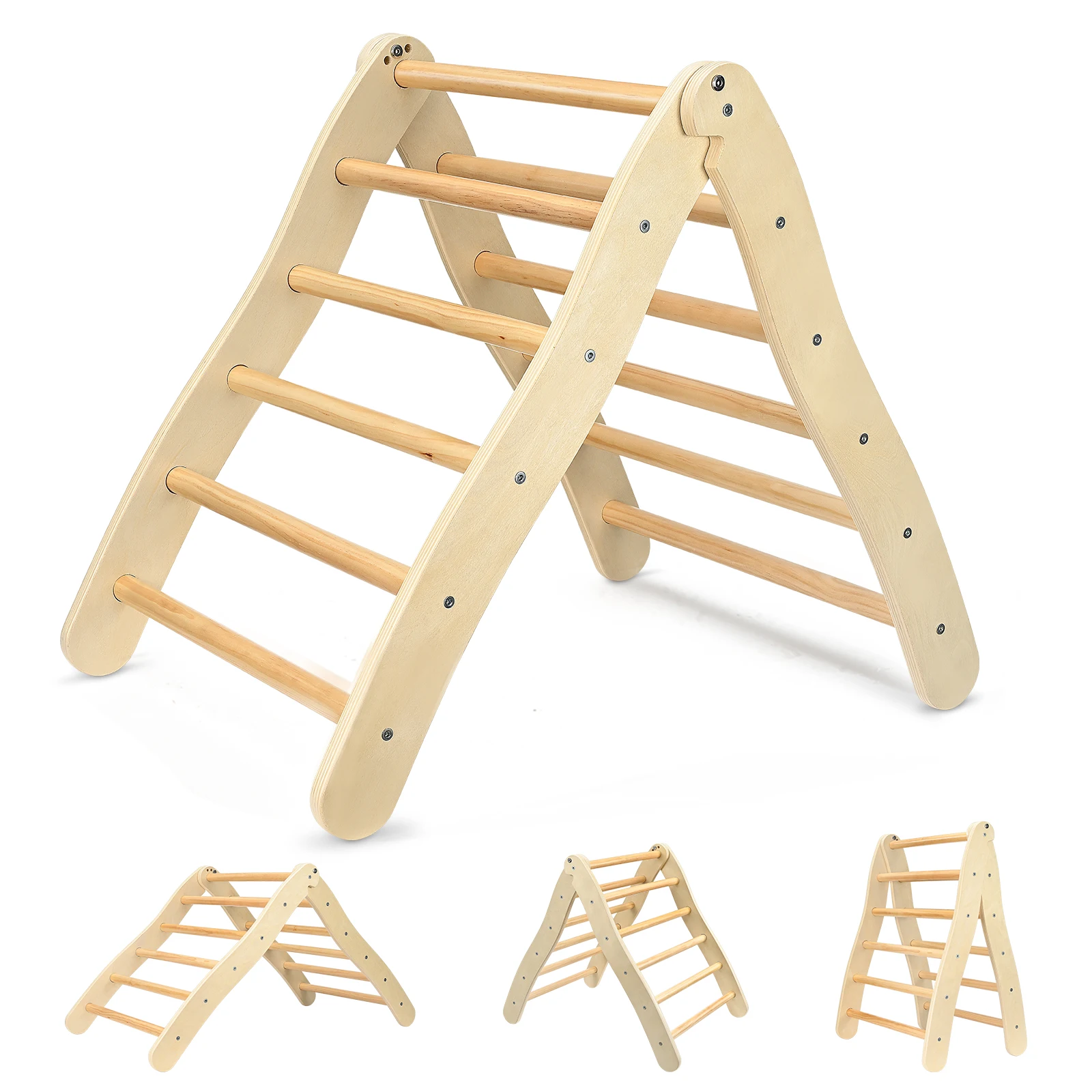 Foldable Wooden Climbing Mini Triangle Ladder for Toddlers Children Boys Girls 6 Months Old+,Indoor Playful Climbers