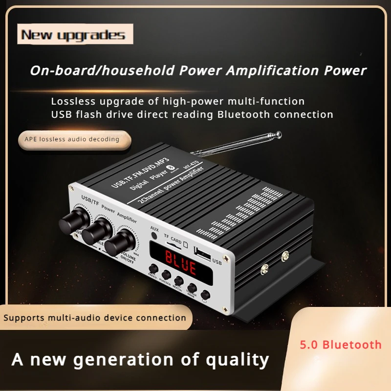 DC12v Bluetooth Power Amplifier Car Mini Audio Power Amplifier Active Bluetooth Amplified Woofer Home Power Amplifier