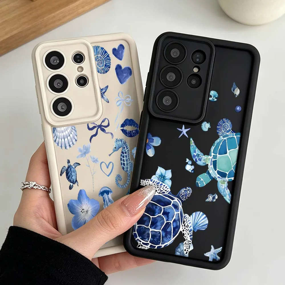 Watercolor Turtle Pattern For Samsung Galaxy S26 S25 S24 S23 S22 S21 S20 Note 20 Ultra Plus FE Eye Ladder Phone Case Cover