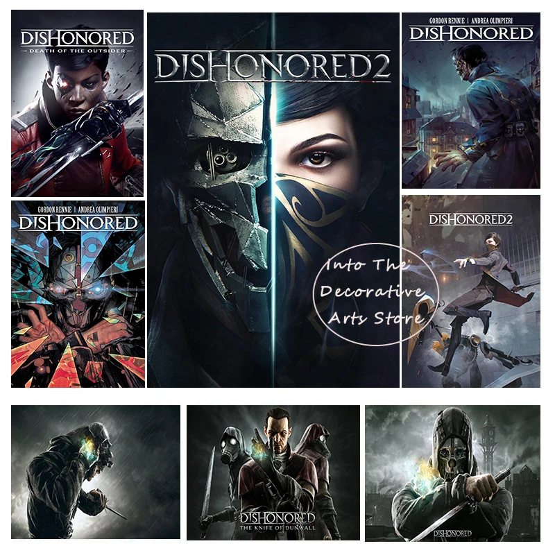 Популярная хит-игра Dishonored 1/2, экшн-плакат с принтами, холст, картина, настенная художественная картина, гостиная, кафе, клуб, домашний декор