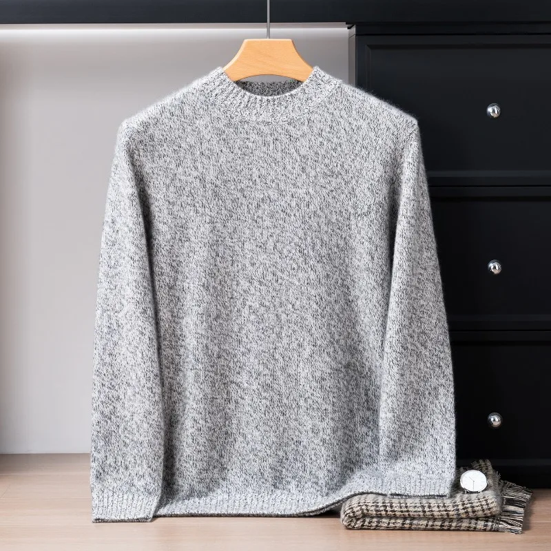 100% Pure Cashmere Double Sweater Men's Half Turtleneck Business Sweater