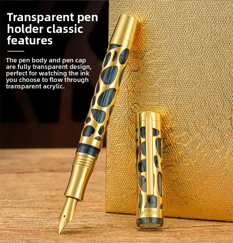 1 قطعة Asvine M169 الاكريليك بالقطارة قلم حبر هيكل عظمي معدني شفاف القلم ، الكبار الأعمال الراقية الهدايا هدايا العيد