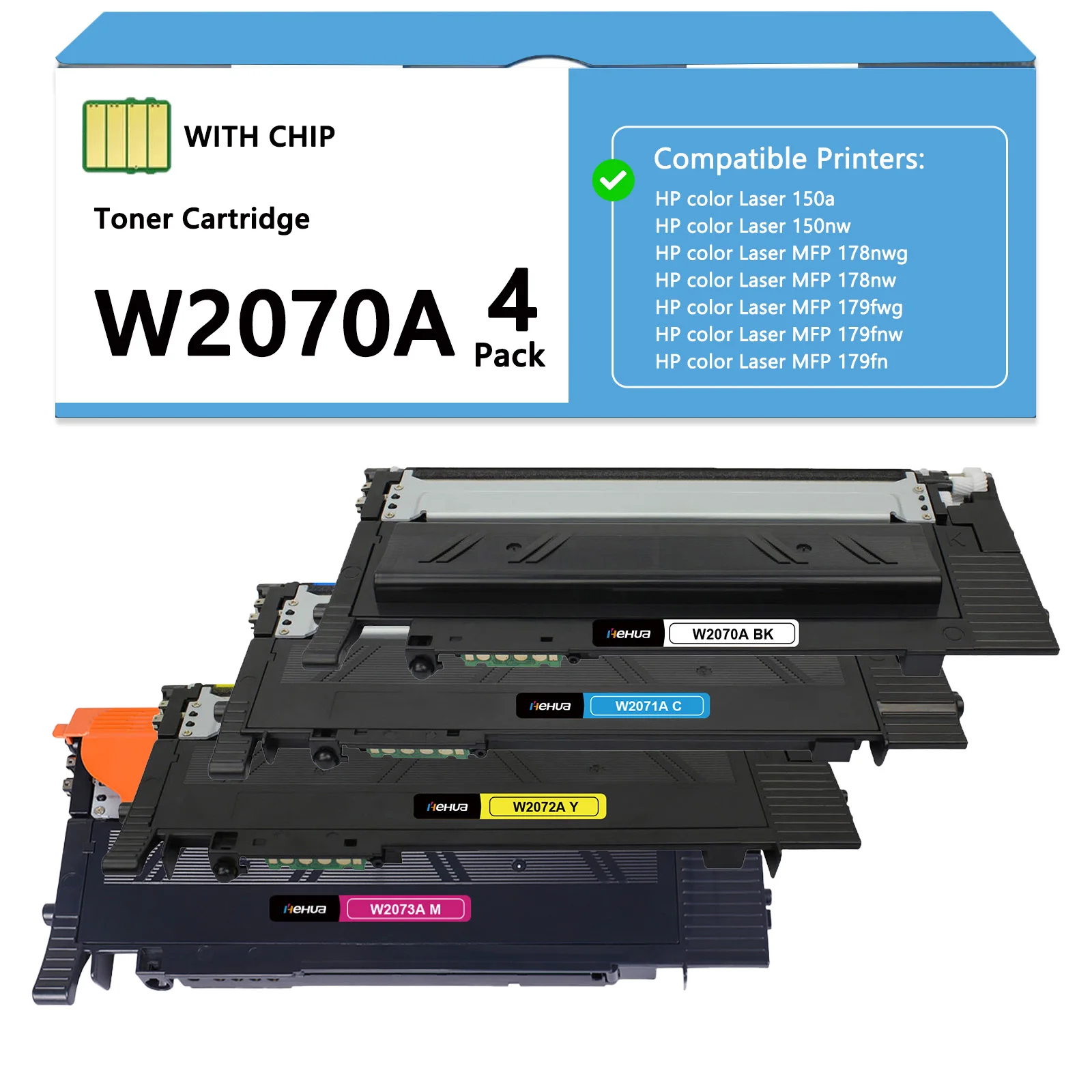 4X W2070A W2071A W2072A W2073A Tonerkartusche Kompatibel mit HP Color Laser 150 MFP 178nwg 178nw 179fwg 179fnw