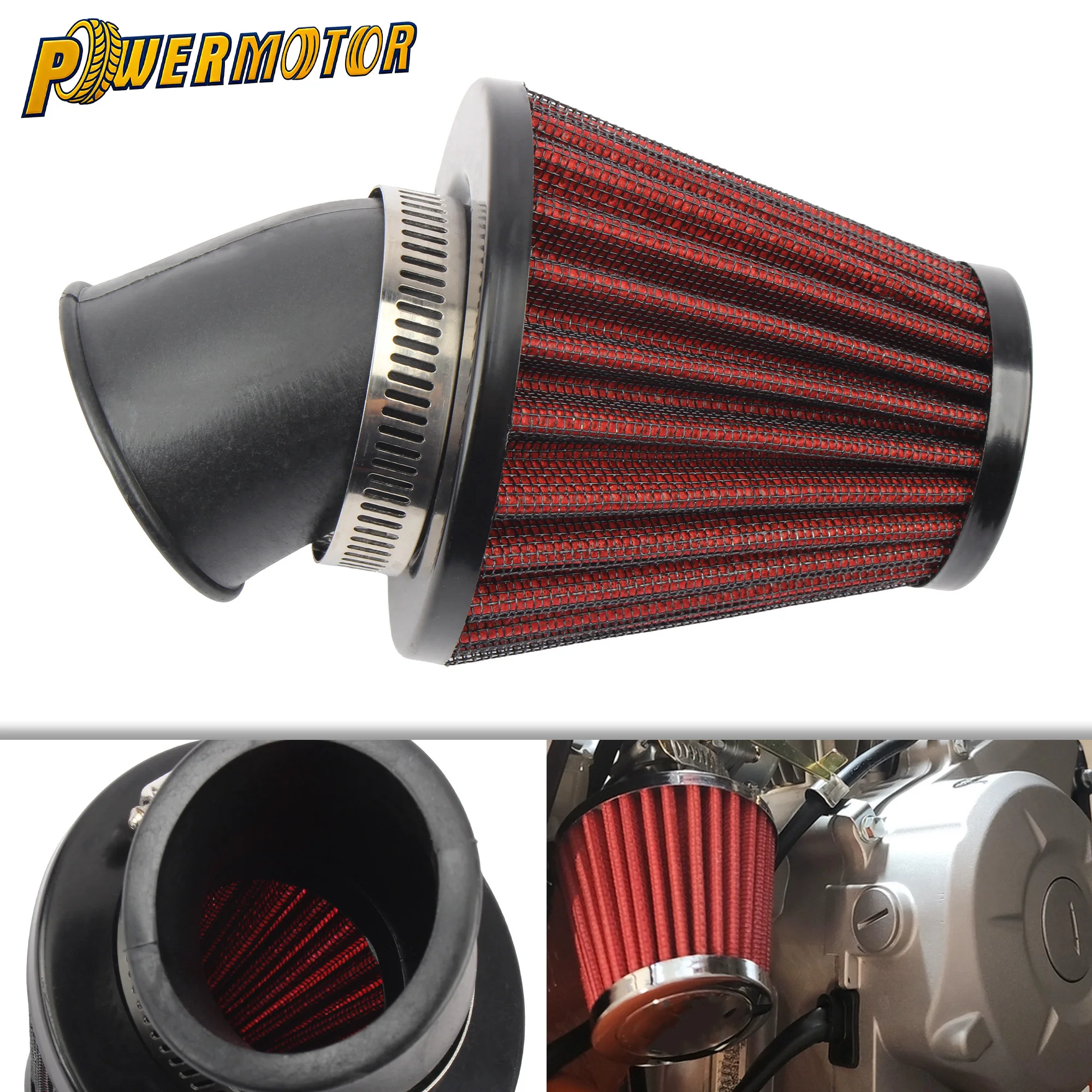 

35mm 42mm 48mm Motorcycle 45 Degree Bend Air Filter Air Intake Cleaner For 50cc 110cc 125cc 150cc Dirt Bike Scooter Modifie Part