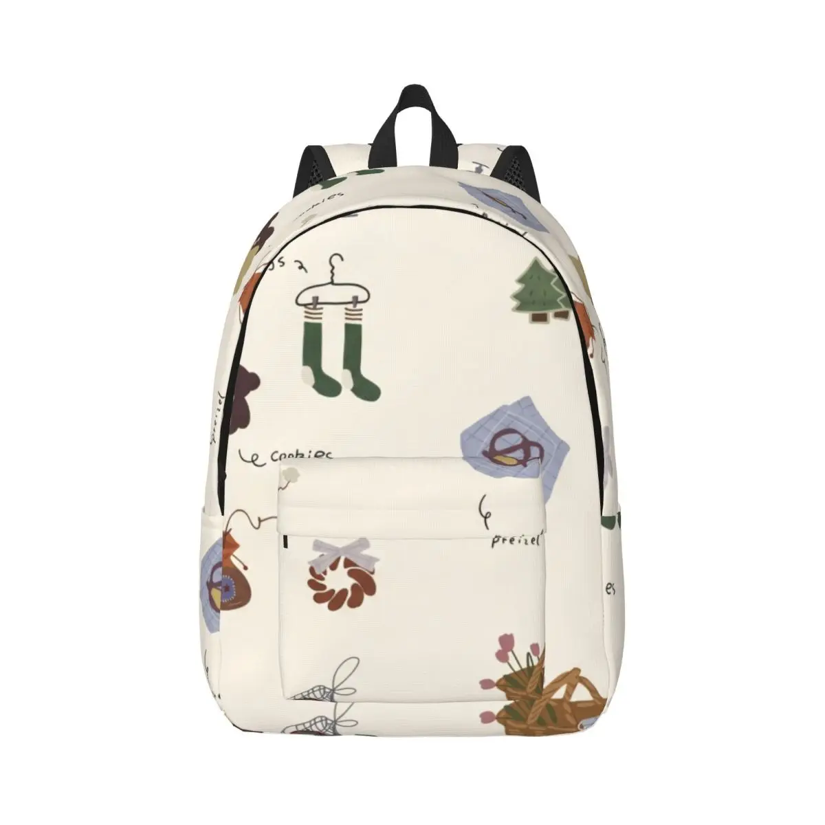 Commuter Laptop Bookbag Tossed Whimsical Collage Muted Earthy Cream Muted Multi Lightweight Work Backpack for Office College Men