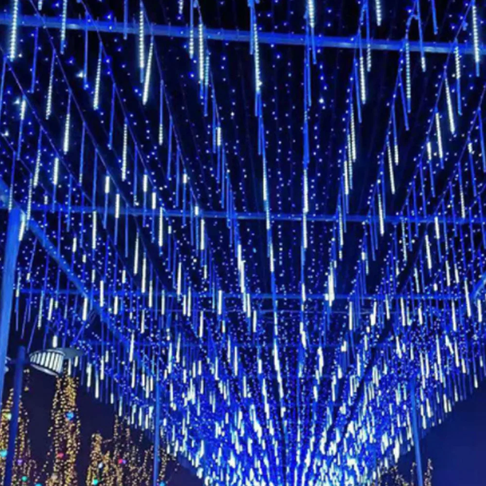 Meteor Shower Lights Outdoor Waterproof Solar Hanging Tree Lights Holiday Christmas Yard Decoration Lights String