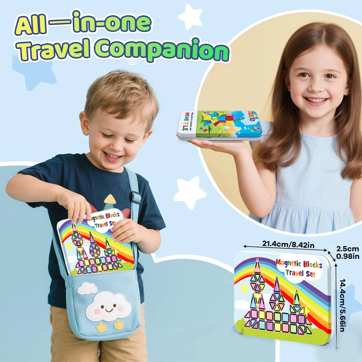 Ensemble de Construction de route magnétique, jouets pour enfants, blocs de Construction magnétiques, jouets éducatifs Montessori avec boîte en fer, 32/64 pièces