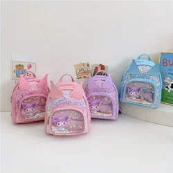 Sanrio Kuromi Bag Girl Fancy Cartoon Backpack Cute Style Printed Shiny Casual Simple Light Kindergarten Sweet Princess Backpack