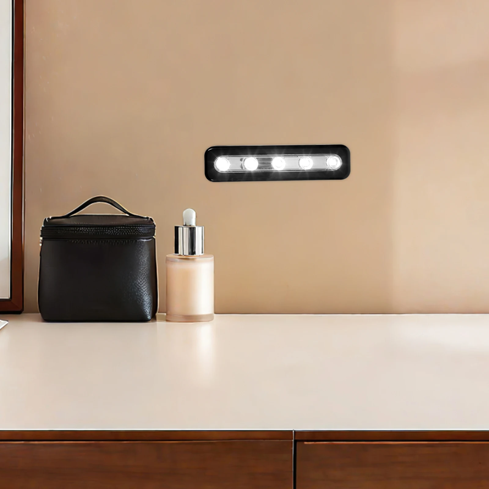 

Wireless 5 Led Motion Lamp Operated Night Light Stair Closet Cabinet Drawer Wardrobe Light Black Stick-On