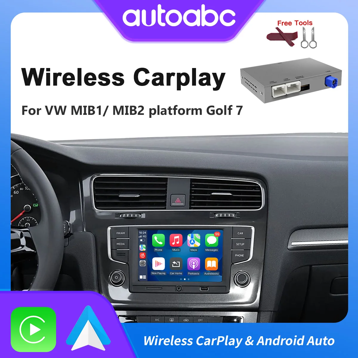 Neue Drahtlose Carplay Android Auto Modul Box Für VW Volkswagen Skoda Octavia A5 Golf 7 Polo Passat B8 Spiegel Link für MIB MIB2