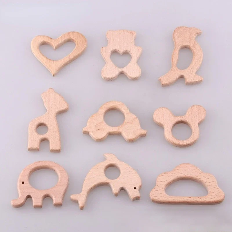 1pcs Wooden Baby Teether Animal BPA Free DIY Pacifier Chain Necklace Accessories Tooth Pendant Nursing Hedgehog Bird