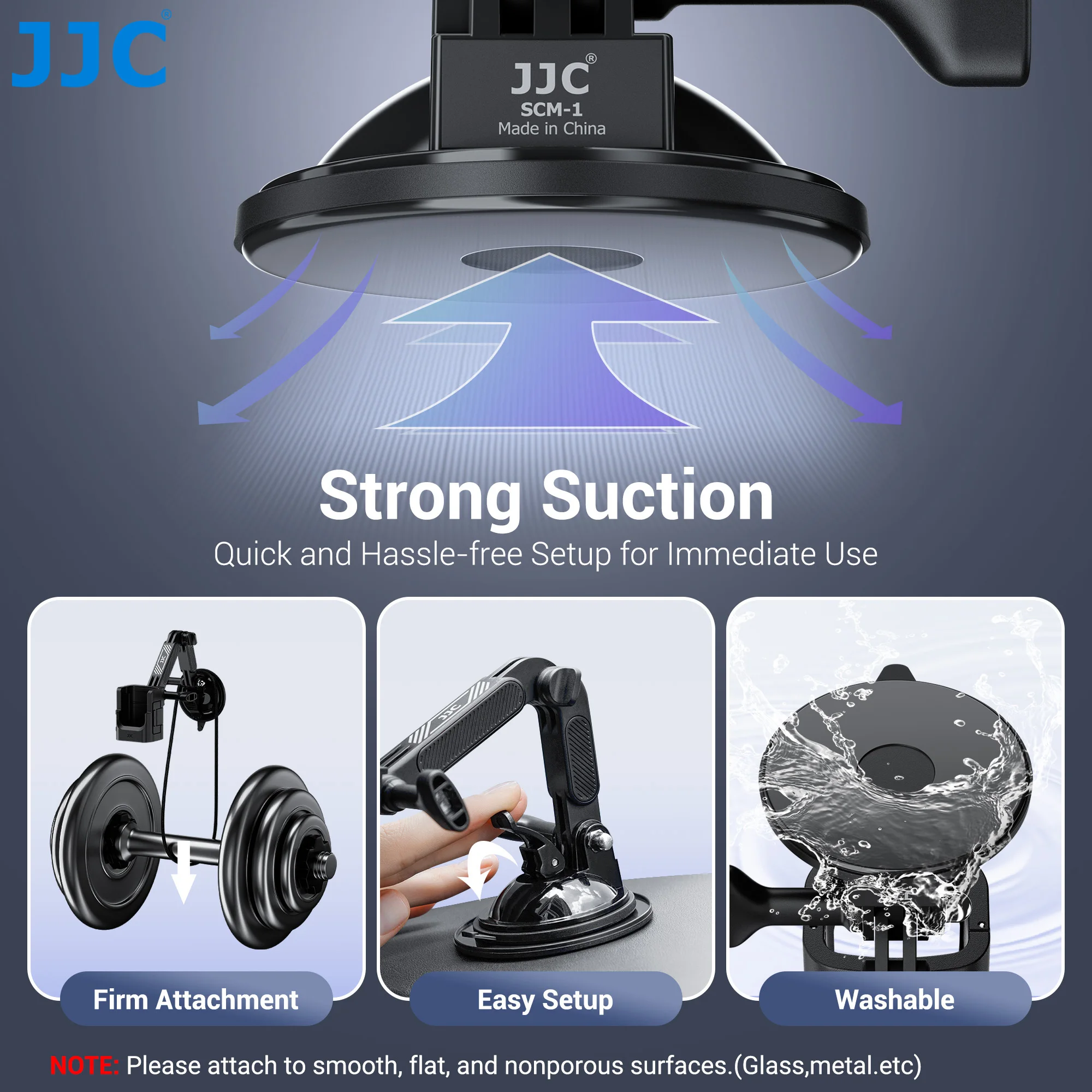 JJC Suction Cup Mount Mount Stand for DJI Pocket 3 Car Mount Windshield Dashboard Hood Holder Expansion Adapter Accessories