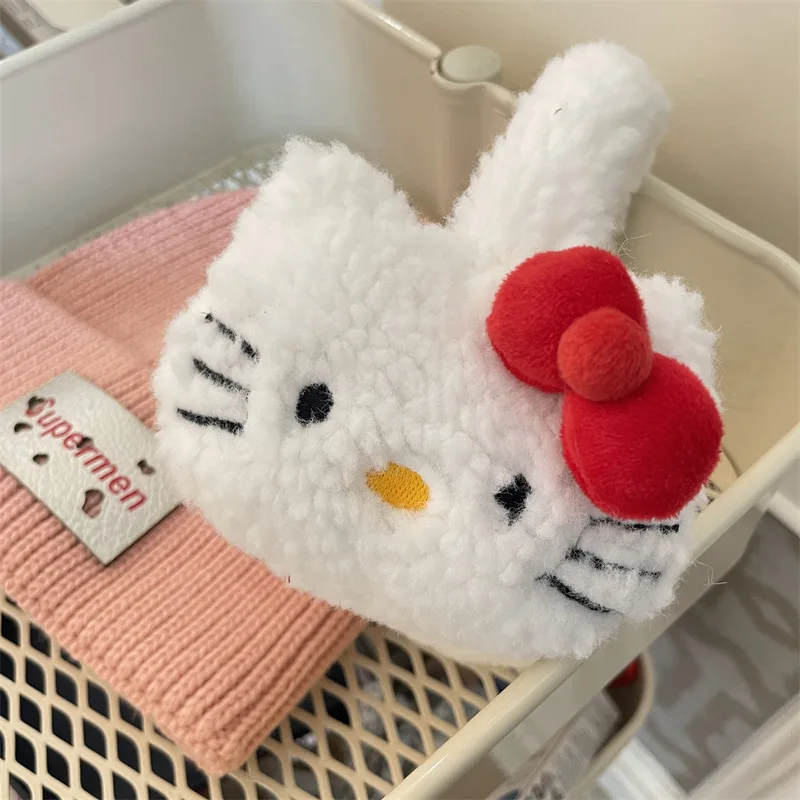 Hello Kitty Kawaii Plush Earmuffs Warm Winter Kawaii Girls Outdoor Cold Ear Protection Women Earflaps Soft Plush Warmer Gifts