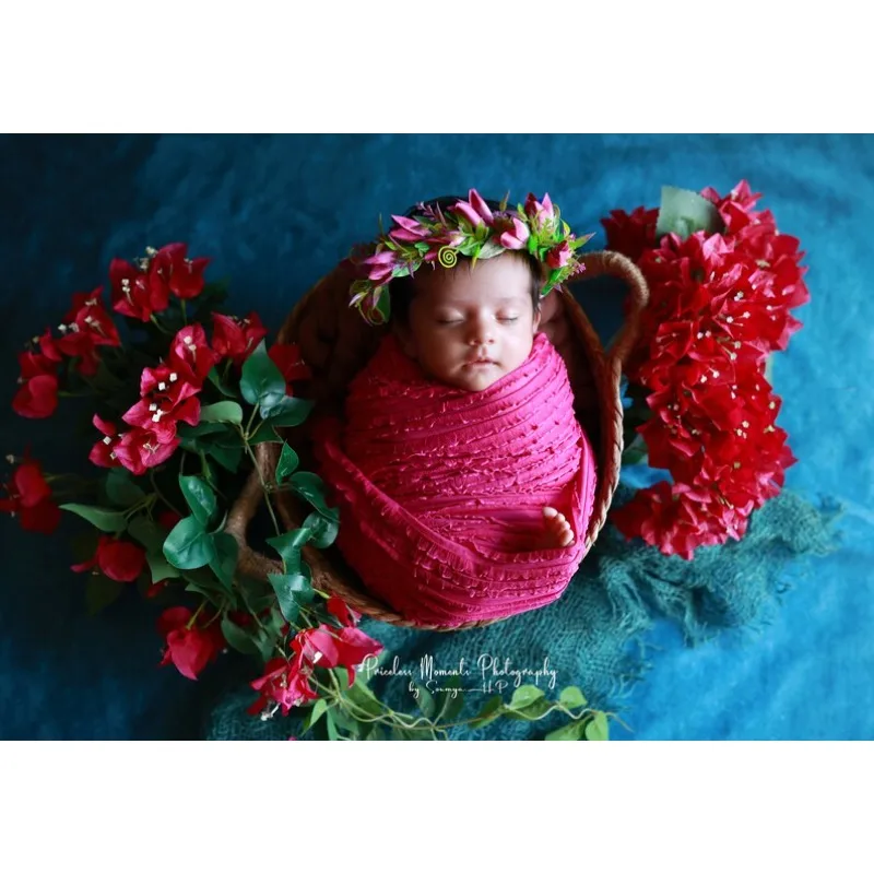 Soft Ruffle Wrap for Newborns - Stretch Photography Fabric & Elegant Swaddle for Baby Posing & Wrapping.신생아촬영소품 accessoire bébé