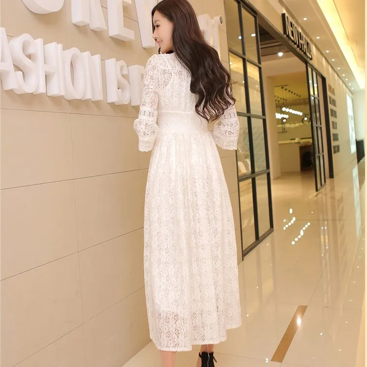 One Pullover Dress Maxi Length Sweet and Fresh with Commuter Chic Mid Waist Flower Pattern Flared Sleeves Fit Dresses for Women