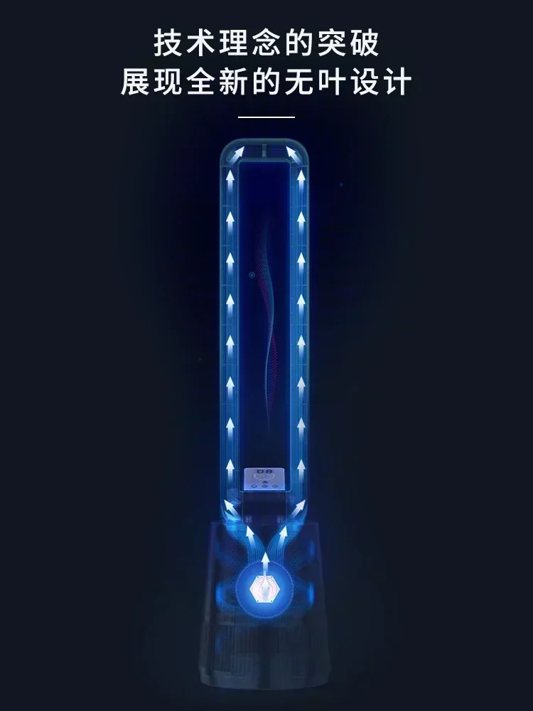 Новый бытовой интеллектуальный безлопастной вентилятор с дистанционным управлением. Милый уровень шума. Электрический вентилятор для циркуляции и очистки воздуха.