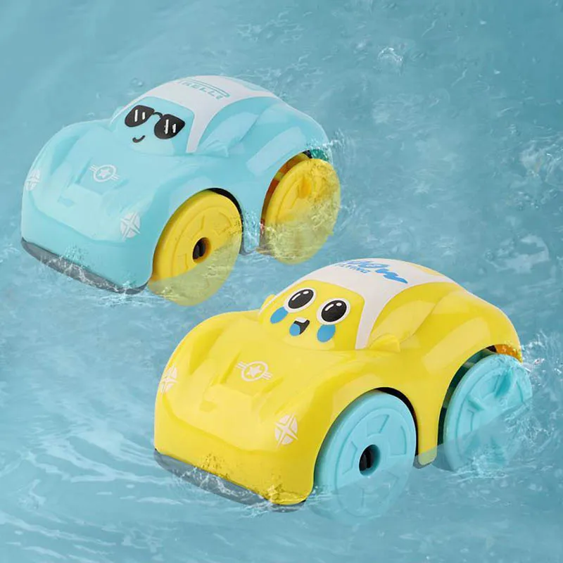 

Clockwork Car Children Bath Water Playing Toys ABS Cartoon Vehicle Baby Bath Toy Kids Gift Amphibious Cars Bathroom Floating Toy