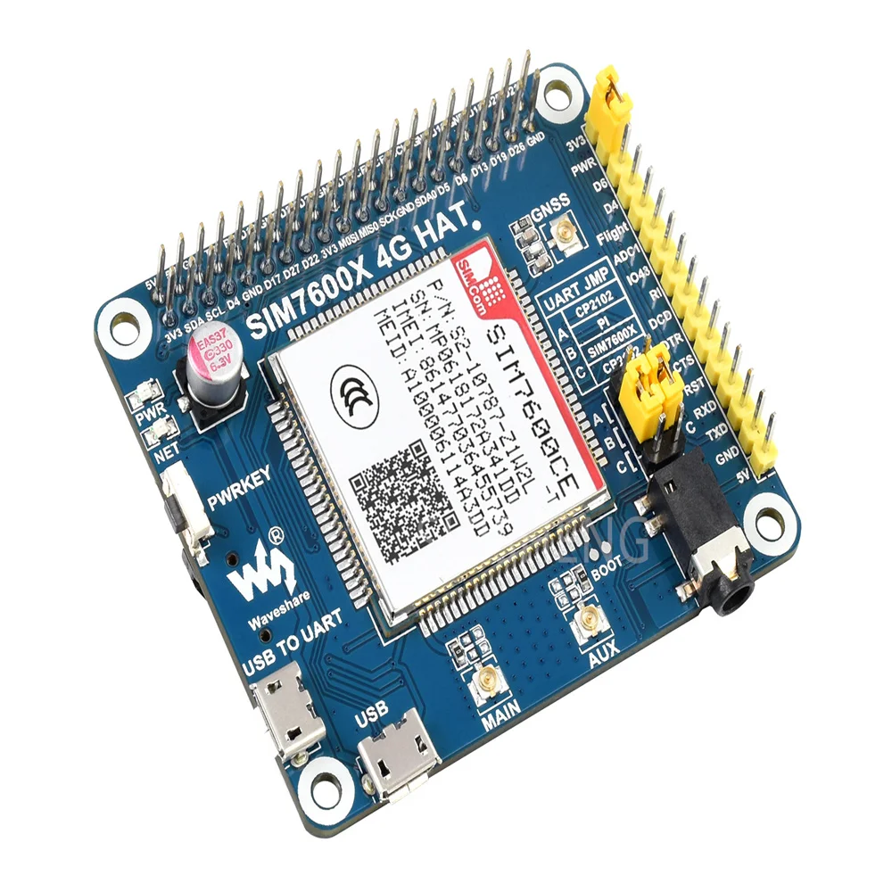 1PCS/LOT SIM7600CE 4G HAT for Raspberry Pi, LTE Cat-4 4G / 3G / 2G Support, GNSS Positioning, for China