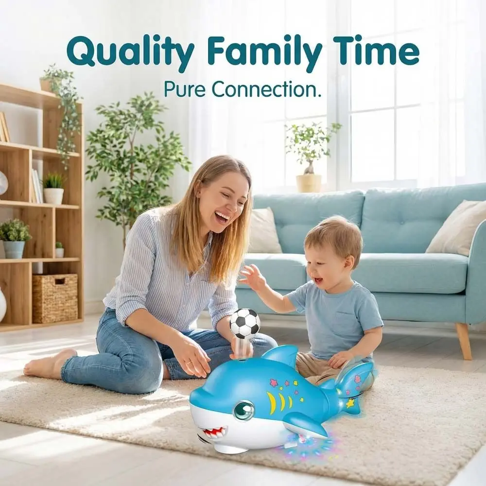 Whale Floating Ball Blowing Toy Portable Mini Electric Swivel Shark Toy Cartoon Cute Sensory Baby Toy Christmas Gifts