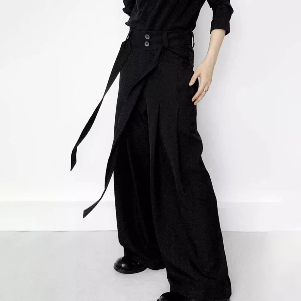 Pantalones para hombre con correas, pantalones informales finos, ropa de calle de verano, moda diaria, pantalones rectos de tendencia que combinan con todo, ropa para hombre, novedad de 2025