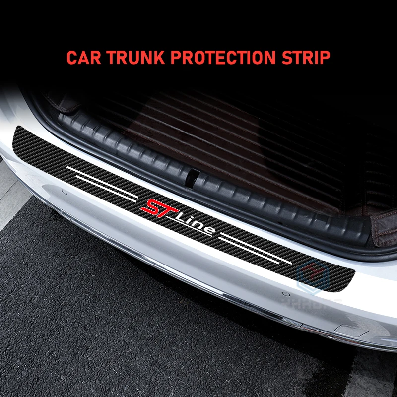 Car Rear Bumper Protector Anti Scratch Sticker For Ford ST Line Fiesta Focus Mondeo Edge Kuga Car Trunk Plate Carbon Fiber Decal