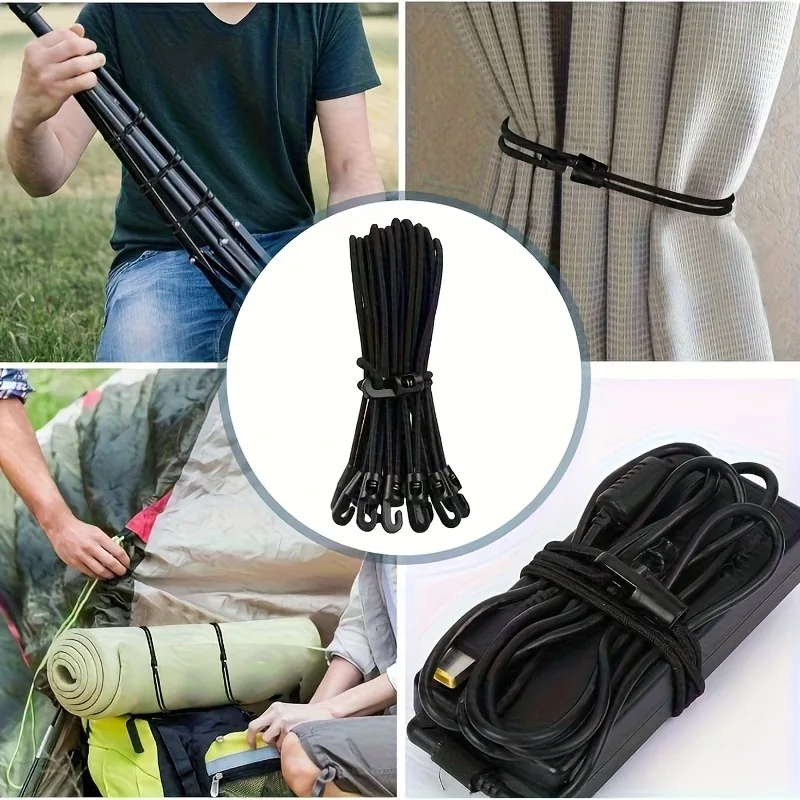 3/6pcs heavy-duty elastic tape with hooks is a safe and durable rubber stretch binding tape, suitable for camping, pool covers,