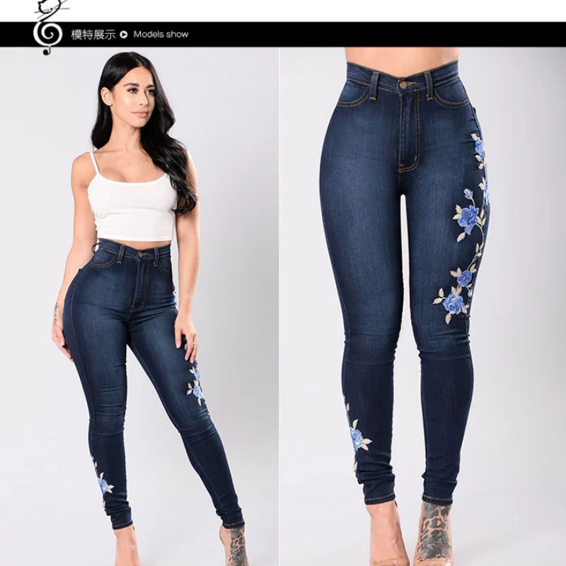 2024 NEW Retro Blue Jeans Large Size Woman's Pure Y2K Jeans Slim Embroidery American Shaping High Waist Winter Oversized Jeans