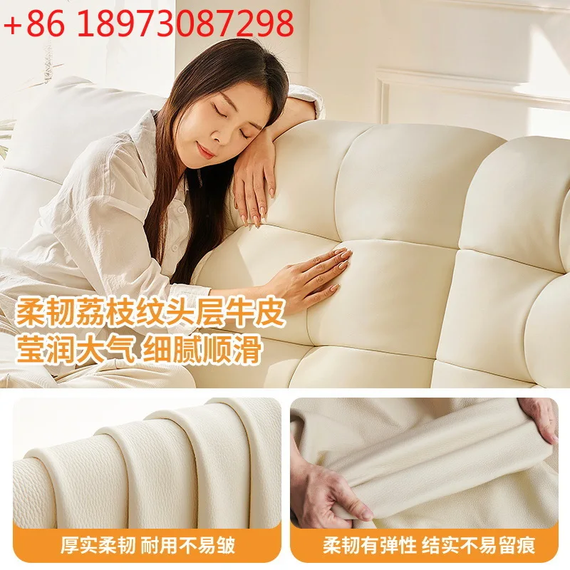 

Cloud sofa retro living room medieval big seat deep marshmallow leather sofa