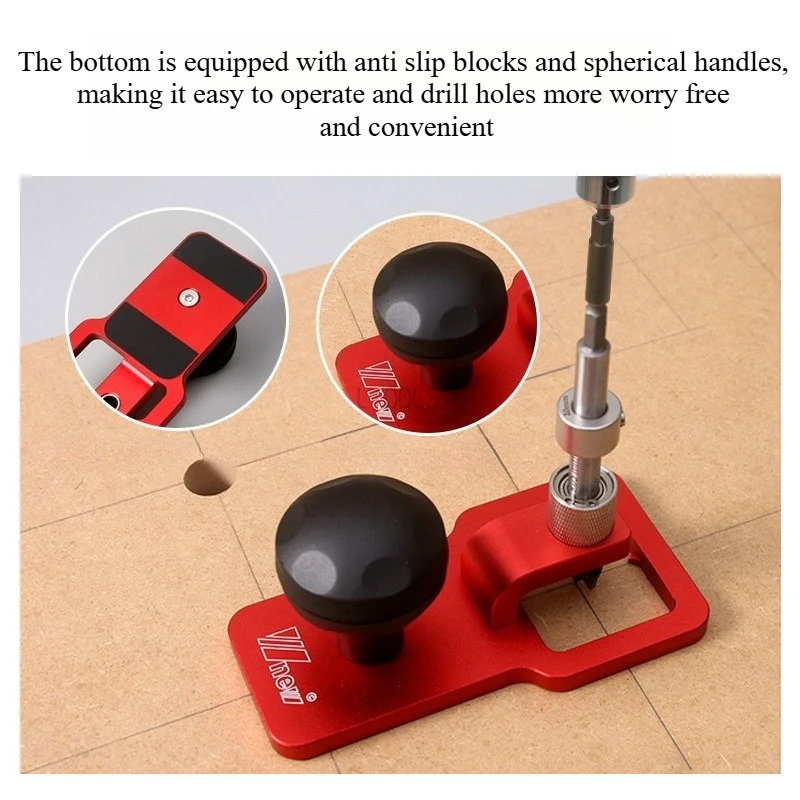 

19/20mm Desktop Vertical Punch Spherical Handle Guide Hinge Hole Drilling Guide Aluminium Woodworking Tool Hole Opener Locator