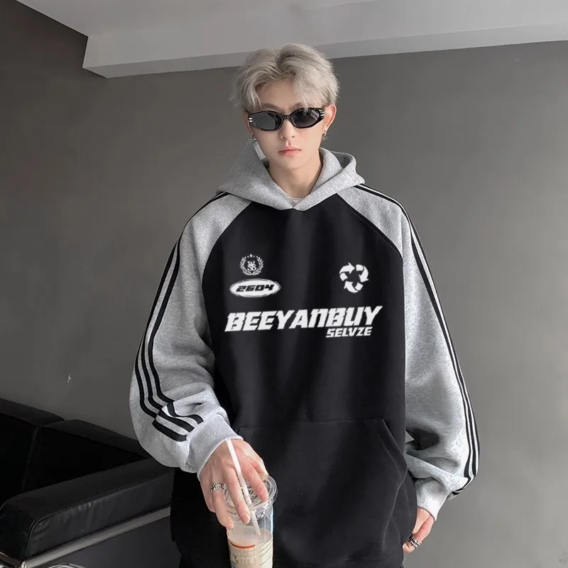 

Мужская толстовка большого размера с американским буквенным принтом, осенне-зимняя куртка из модной полиэстеровой ткани