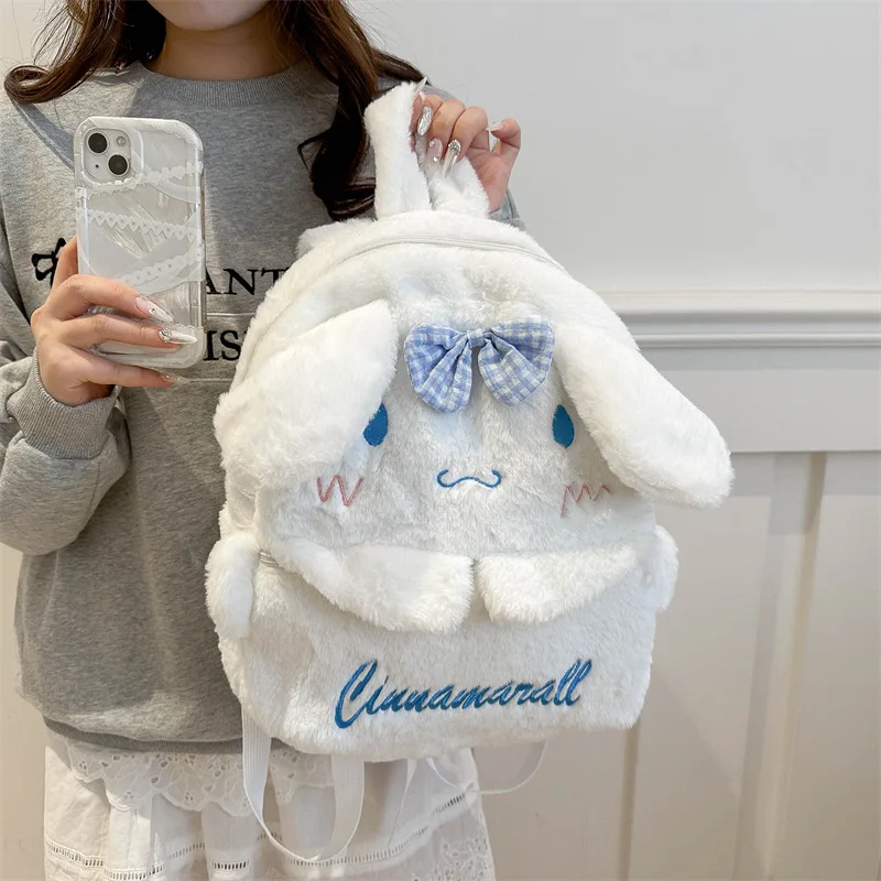 

Sanrio Cartoon Lovely Plush Backpack Cinnamoroll Kuromi Girl Heart Large Capacity My Melody Shoulders Bag Kid Christmas Gift