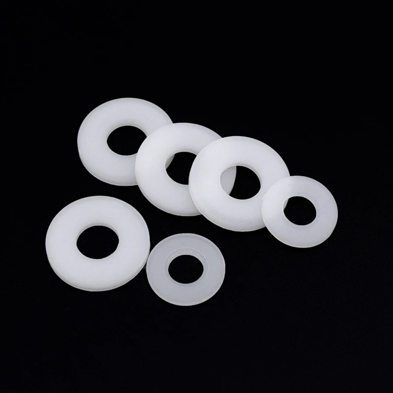 50~500pcs M2 M2.5 M3 M4 White Plastic Nylon Washer Rubber Insulated Flat Pad, Ptfe Plastic Screw Washer
