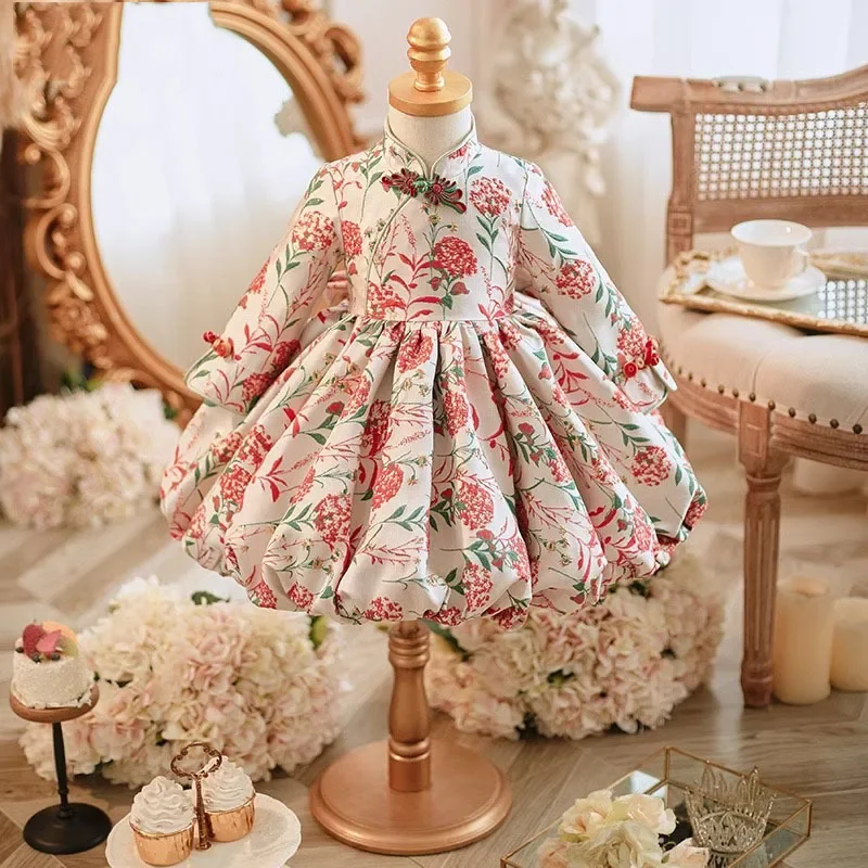 

New Children's Evening Gown Bow Mesh Beading Design Kids Catwalk Wedding Birthday Baptism Eid Party Girls Dresses