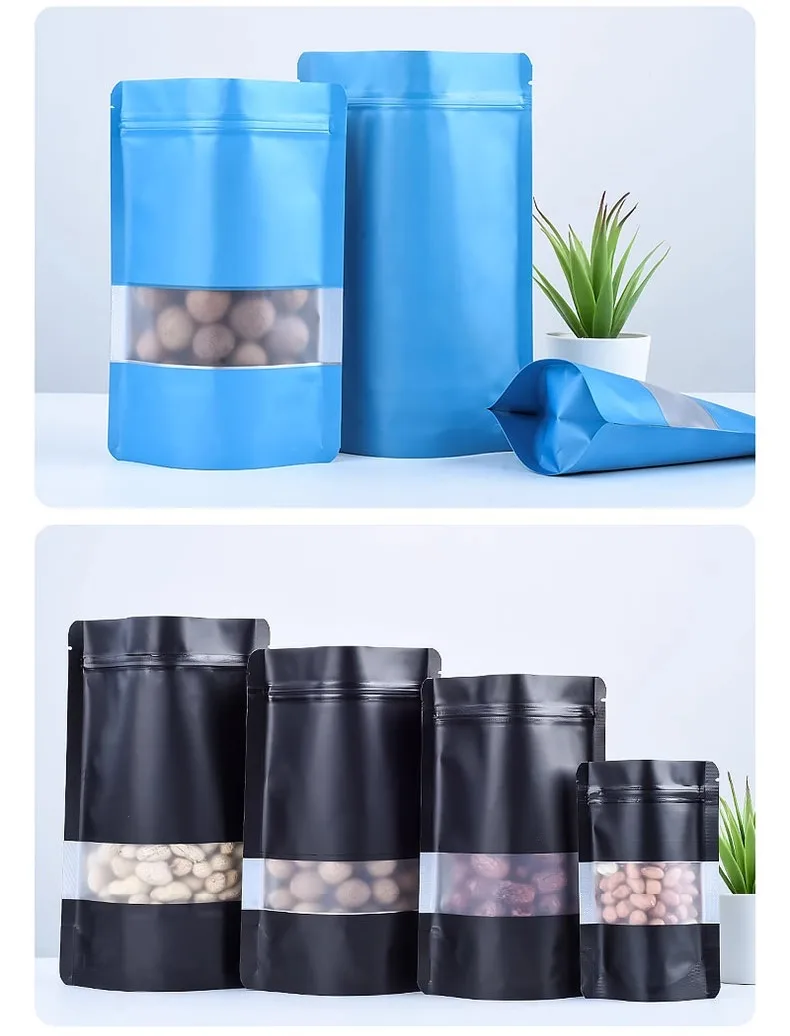 50 Stück matte, selbststehende Aufbewahrungsbeutel, wiederverwendbare, verdickte, feuchtigkeitsbeständige Aluminiumbeutel, Geschenkbeutel für Haushalt, Feiertage und Partys – Detail 11