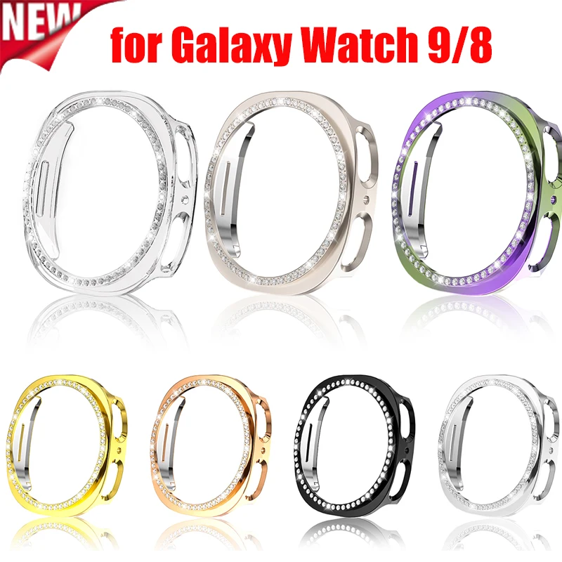 PC Hollow Protective Case for Samsung Galaxy Watch 9 40mm 44mm Hard Bumper Diamond Cover for Galaxy Watch 8 Protector Shell