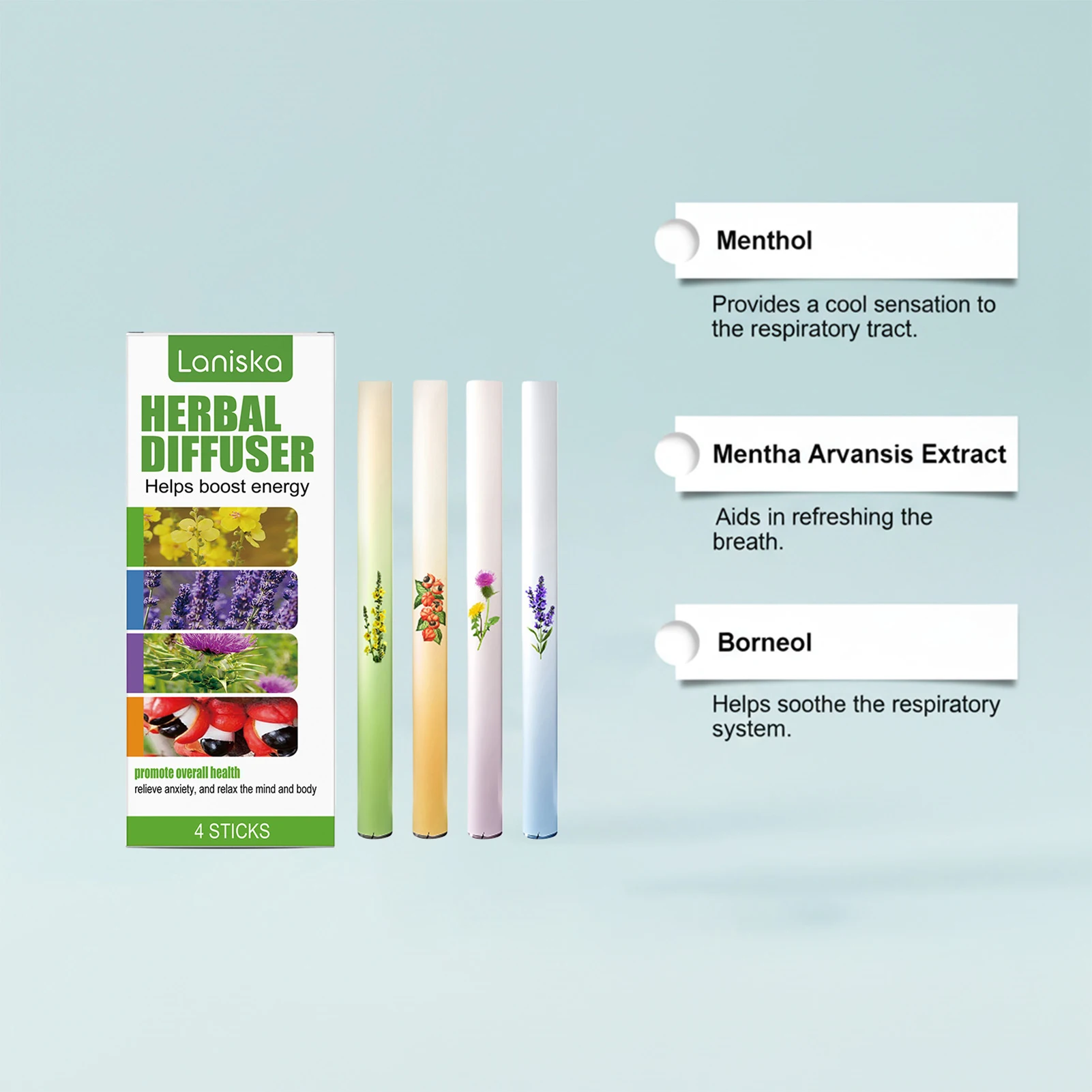 Herbal-Care Stick Set 4pcs Portable Design Natural Moisturizing Gentle Skin Tool For Dry Skin