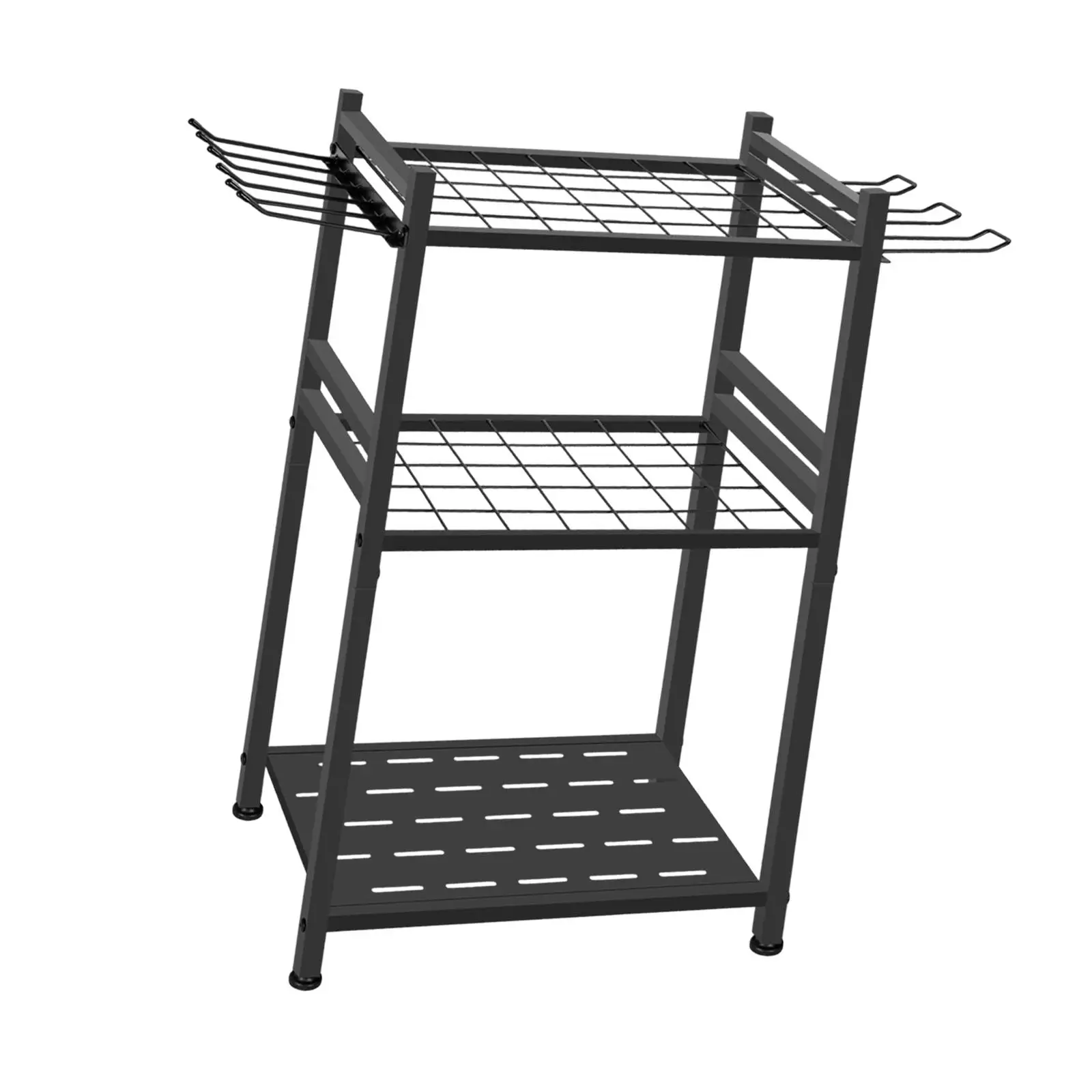 Compact Yard Tool Stand Sturdy Metal Rack Space Saving Organizer for Outdoor Garden Shed Tools