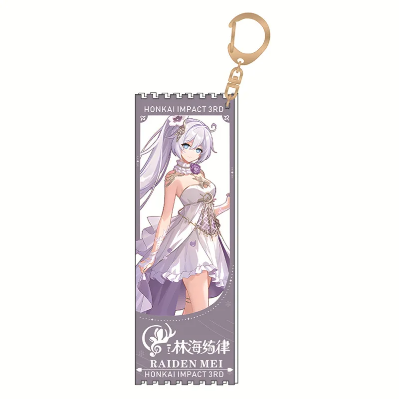 Game Honkai Impact 3 Anime Figures Kiana Kaslana Seele Vollerei Acrylic Laser Keychain Bronya Zaychik Model Keyring Pendant Toy