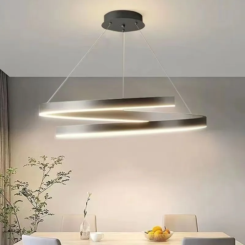 

LED Living room chandelier Nordic light luxury master bedroom lamp minimalist wind circle chandelier high-end restaurant chandel