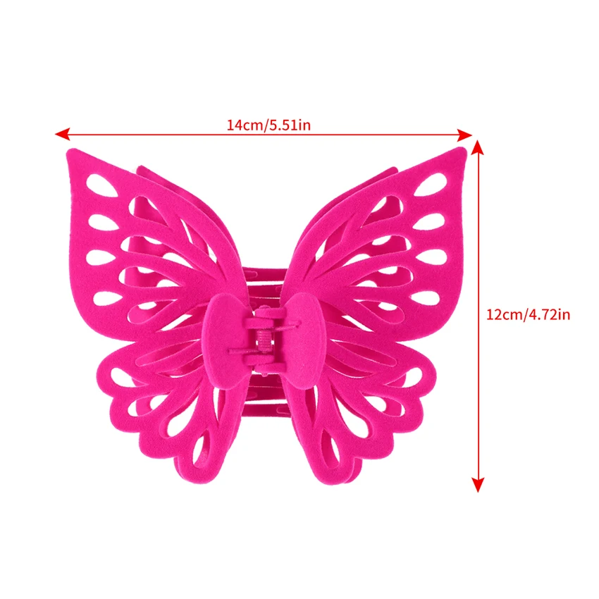 Large Butterfly Hair Clips For Girl Hollow Out Fashion Shark Clip Flocking Barrette Claw Clip Women Hair Accessories Accessory