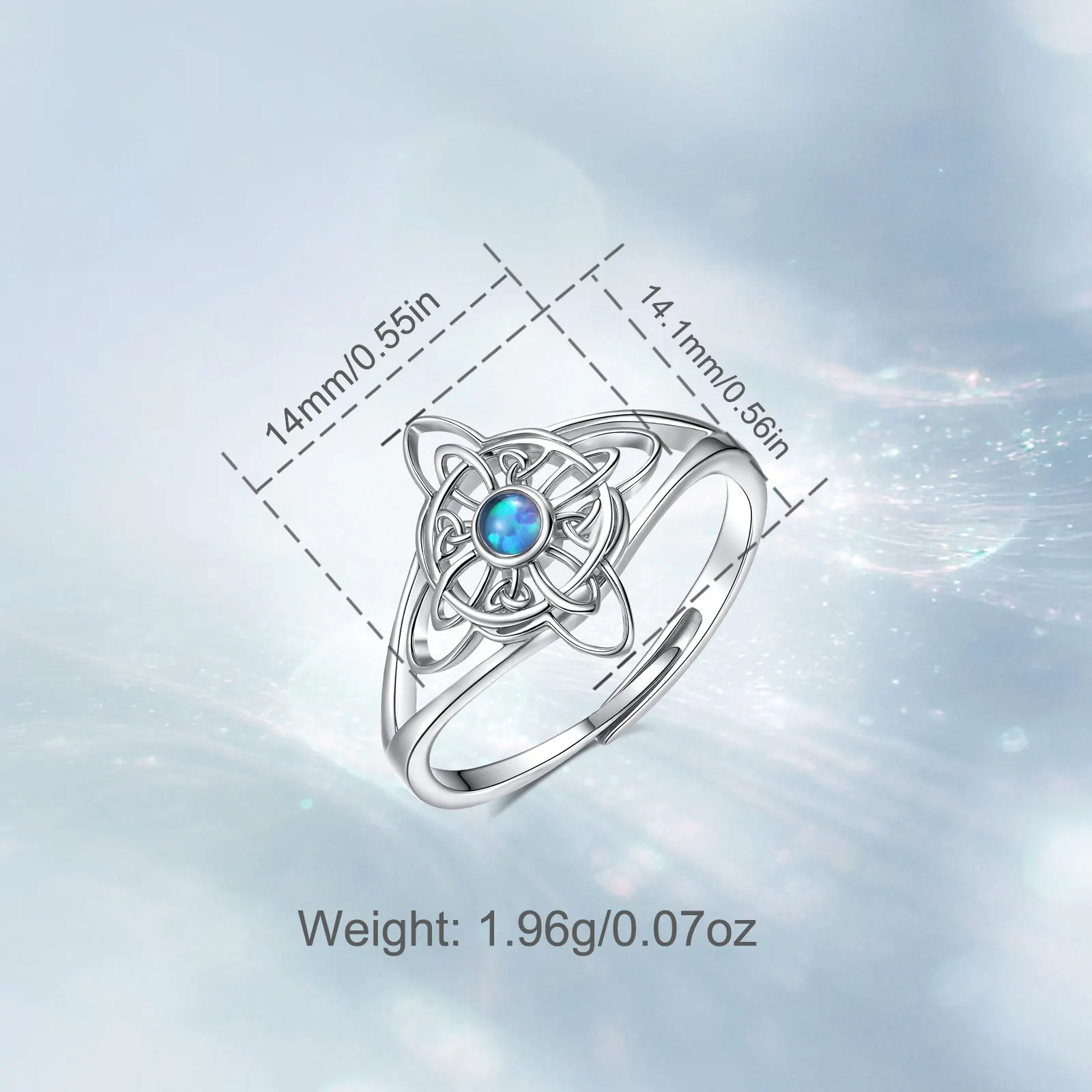 AEONSLOVE Original 925 Sterling Silver Witch Knot Ring Blue Opal Adjustable Rings Wicca Pagan Jewelry Party Gifts for Women Girl