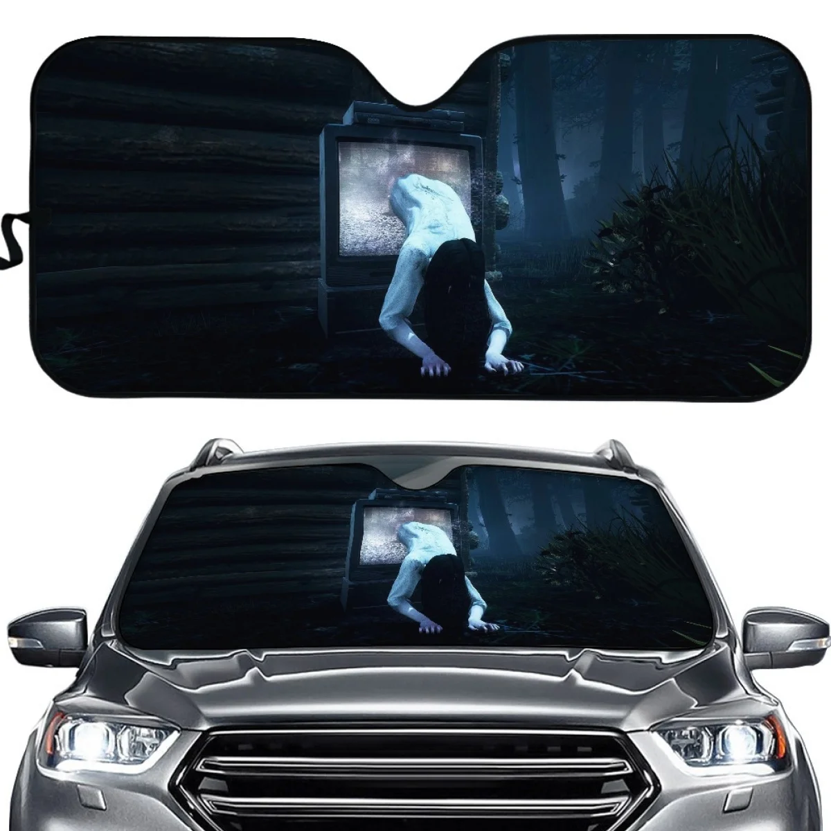 Halloween Decoration Horror Movie Zombie Pattern Car Sun Shade Universal Vehicle Supplies Four Seasons Auto Windshield Covers