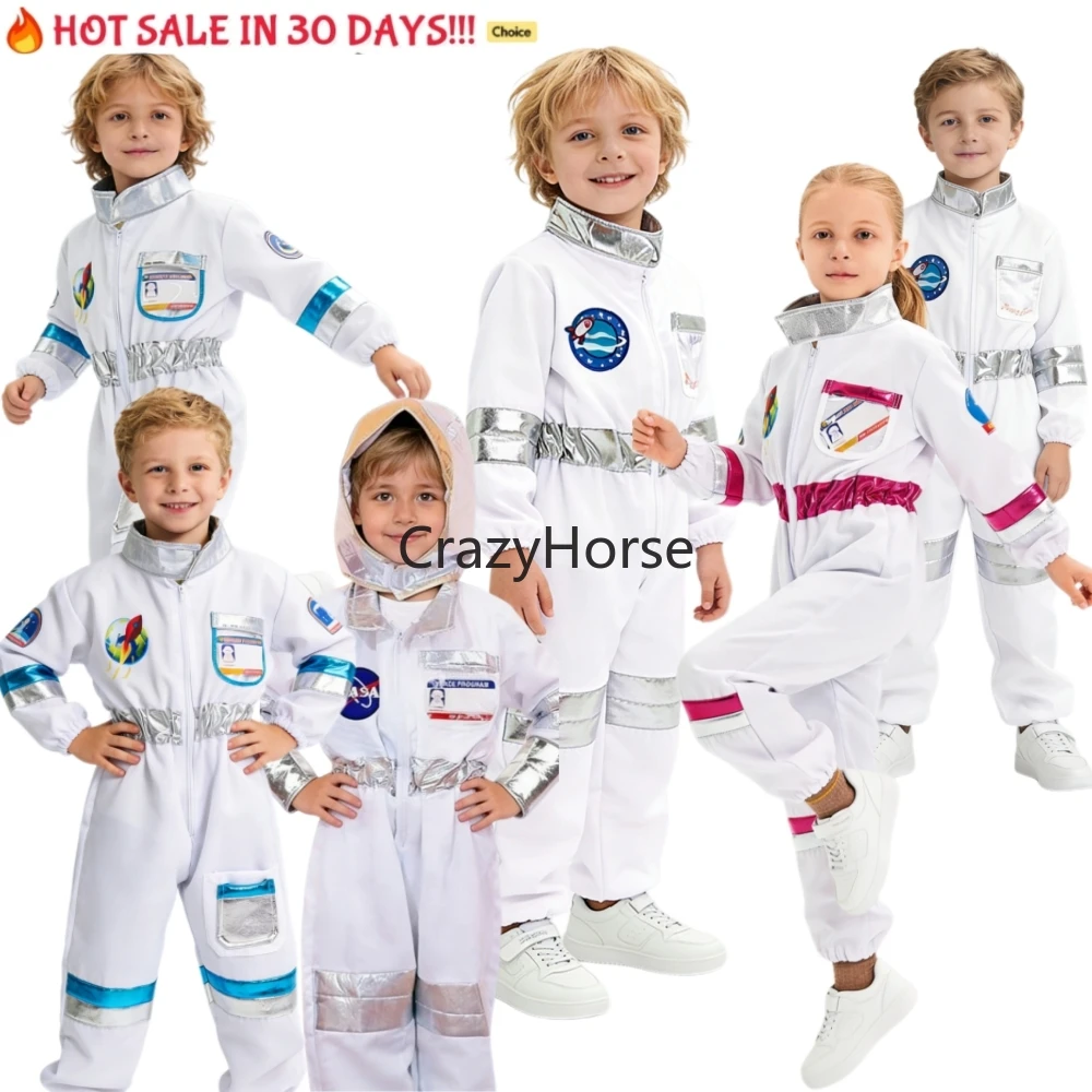 New Astronaut Boys Girls Cosplay Costume for Kids Spaceman Child Halloween Dres… - Image 4