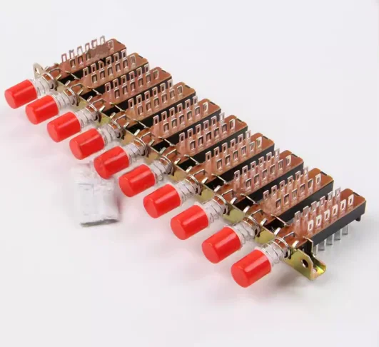 PBS-42H18-10L-1 Key Switch with 12 Pins, Locking Interlock and Mounting Bracket, Durable Keypad Switch