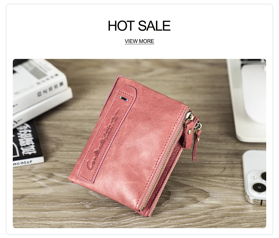 CONTACT'S Damen Echtleder-Geldbörsen Frauen Bifold Luxus Retro Hochwertige Fotofächer Kartenhalter Reise Dating Geschenk Münzbörse – Detail 21
