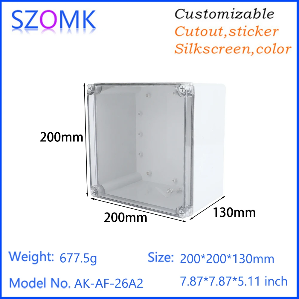 200x200x130mm Ip67 Plastic Waterproof Electrical Junction Box Custom Ip67 Waterproof Enclosure Abs Pc Plastic Sheet