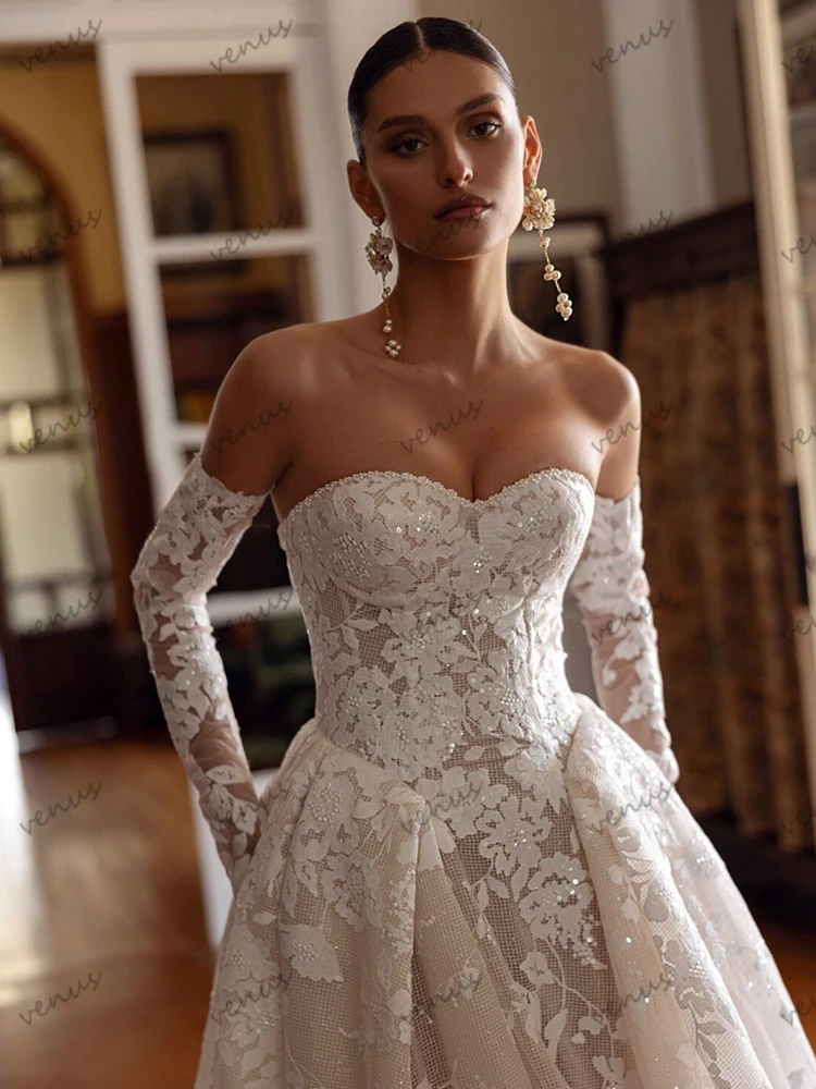 Exquisite Wedding Dresses A Line Lace Bridal Gowns Beading Appliques Strapless Backless Robes Vestidos De Novia Customized 2025